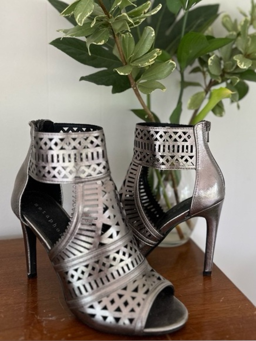 Metaphor Metallic Louise Laser-Cut High Heel Sandals- 9.5